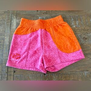 Nike U*phoria Sporty Pink and Orange Patterned Shorts, Size Small